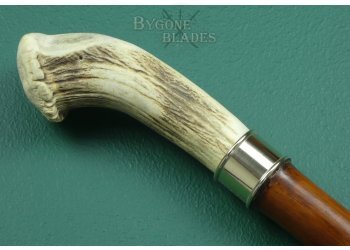 Antique Antler Handled Sword Cane. Double Edged Blade  #5