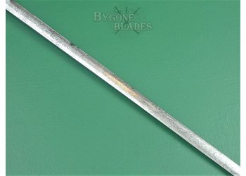 19th Century Antler Handle Sword Cane. Etched Double-Edged Blade #6