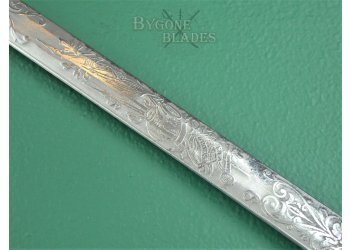 19th Century Antler Handle Sword Cane. Etched Double-Edged Blade #10