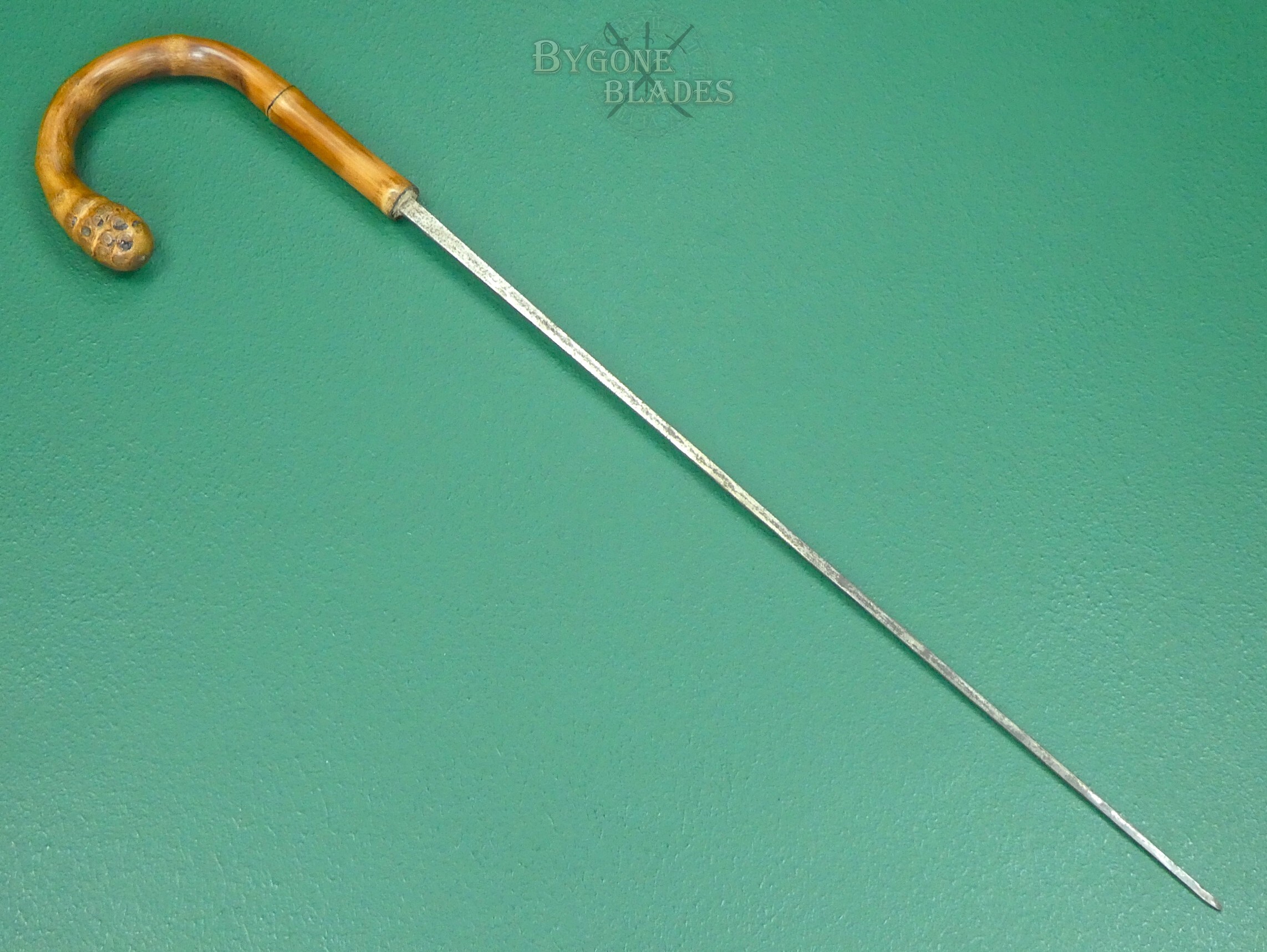 19th Century Carved Bamboo Sword Cane. Maker Signed. #2607011 #9