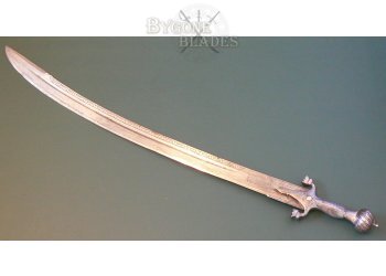 Afghan Pulwar. Early 19th Century. Rare Turbaned Pommel Sword #7