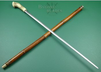 Antique Antler Handled Sword Cane. Double Edged Blade  #1