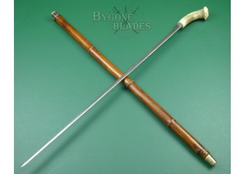 Antique Antler Handled Sword Cane. Double Edged Blade  #2