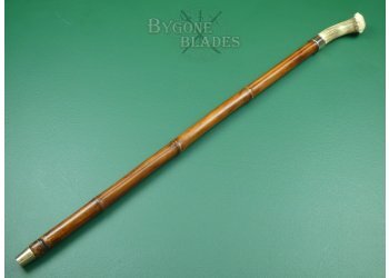 Antique Antler Handled Sword Cane. Double Edged Blade  #4