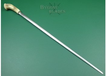 Antique Antler Handled Sword Cane. Double Edged Blade  #7