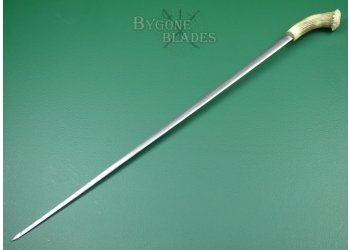 Antique Antler Handled Sword Cane. Double Edged Blade  #8