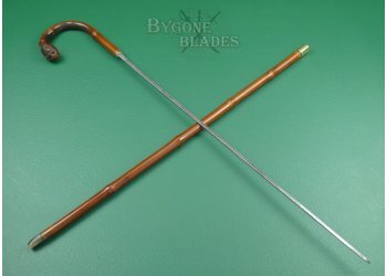 Antique British Sword Cane. Root Ball Crook Handle #1