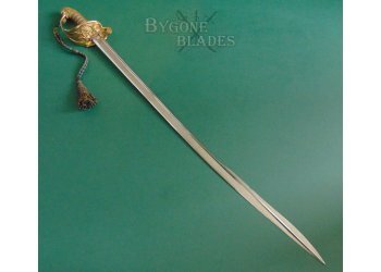 British 1827 George IV Royal Navy Officers Prosser Quill Point Sword #4