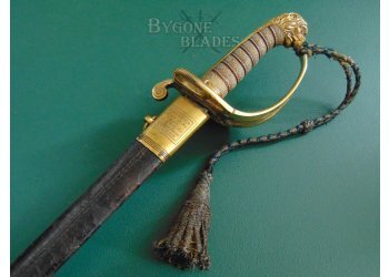 British 1827 George IV Royal Navy Officers Prosser Quill Point Sword #6