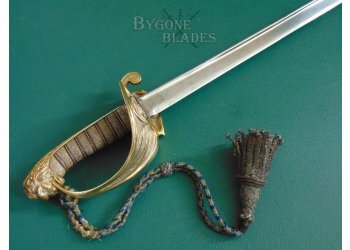 British 1827 George IV Royal Navy Officers Prosser Quill Point Sword #8