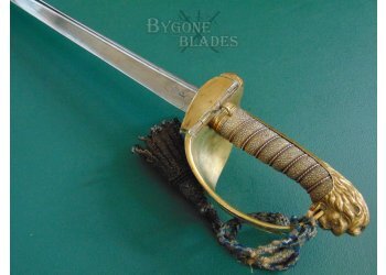 British 1827 George IV Royal Navy Officers Prosser Quill Point Sword #9