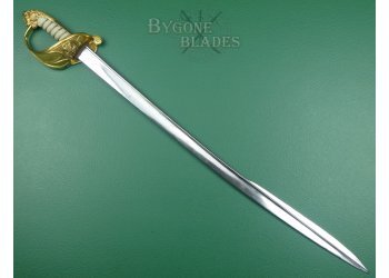 British 1827 Pipe Back Quill Point Royal Navy Officers Fighting Sword #5