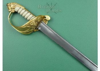 British 1827 Pipe Back Quill Point Royal Navy Officers Fighting Sword #7