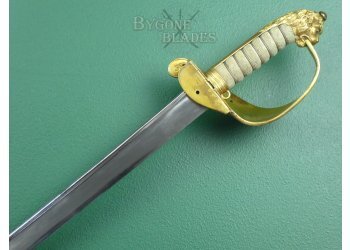 British 1827 Pipe Back Quill Point Royal Navy Officers Fighting Sword #8