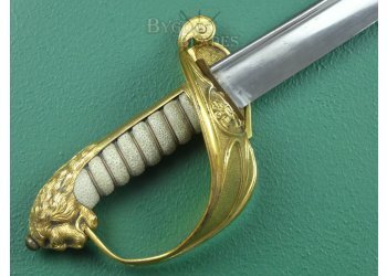 British 1827 Pipe Back Quill Point Royal Navy Officers Fighting Sword #9