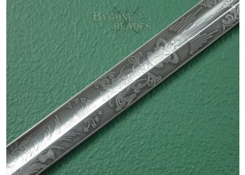 British 1845 Pattern Infantry Field Officers Dress Sword. Excellent Blade Etching #14