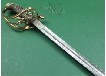 British 1845 Pattern Infantry Field Officers Dress Sword. Excellent Blade Etching #7