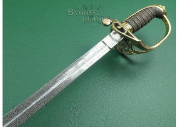 British 1845 Pattern Infantry Field Officers Dress Sword. Excellent Blade Etching #8