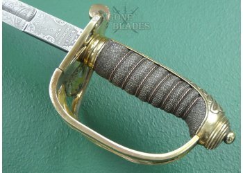 British 1845 Pattern Infantry Field Officers Dress Sword. Excellent Blade Etching #10