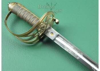 British 1854 Pattern Infantry Officers Wilkinson Sword. Family Crest. Owners Initials #8