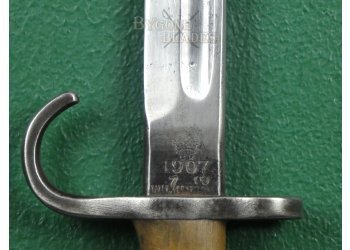 British 1907 Mk1 Pattern Hooked Quillon Bayonet &amp; No.1 Mk1 Scabbard. Royal Warwickshire Regiment #12