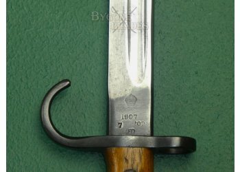 British 1907 Mk1 Pattern Hooked Quillon Bayonet. Royal Navy Issue. Matching Scabbard. #2202032 #11