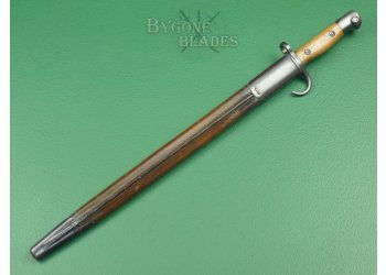 British 1907 Mk1 Pattern Hooked Quillon Bayonet. Royal Navy Issue. Matching Scabbard. #2202032 #4