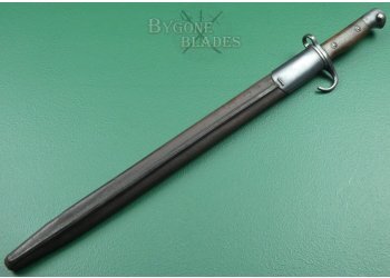 British 1907 Pattern Mk I Hooked Quillon Bayonet. Rare Mk I Internal Chape Scabbard. Unit Marked #5