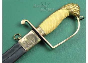 British Blue &amp; Gilt George III Royal Navy Officer&#039;s Sword. Drury. London #12