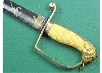British Blue &amp; Gilt George III Royal Navy Officer&#039;s Sword. Drury. London #11
