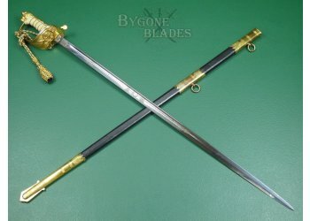 British GVIR Royal Navy Sword. Rear Admiral R. H. Tribe. CB. MBE. #2310008 #1