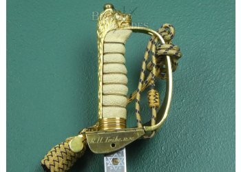 British GVIR Royal Navy Sword. Rear Admiral R. H. Tribe. CB. MBE. #2310008 #11