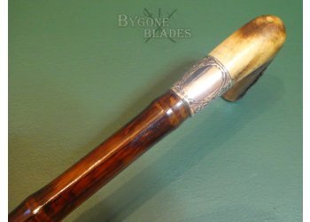British Jonathan Howell Sword Cane 1879. Double Edged Blade. Hallmarked Silver Collar #11