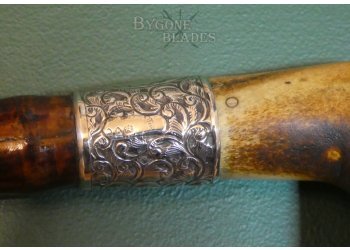 British Jonathan Howell Sword Cane 1879. Double Edged Blade. Hallmarked Silver Collar #12