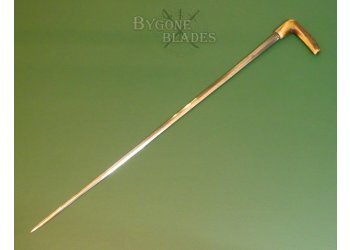 British Jonathan Howell Sword Cane 1879. Double Edged Blade. Hallmarked Silver Collar #6