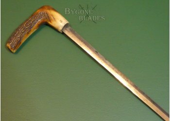 British Jonathan Howell Sword Cane 1879. Double Edged Blade. Hallmarked Silver Collar #7