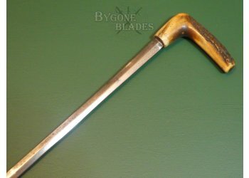 British Jonathan Howell Sword Cane 1879. Double Edged Blade. Hallmarked Silver Collar #8