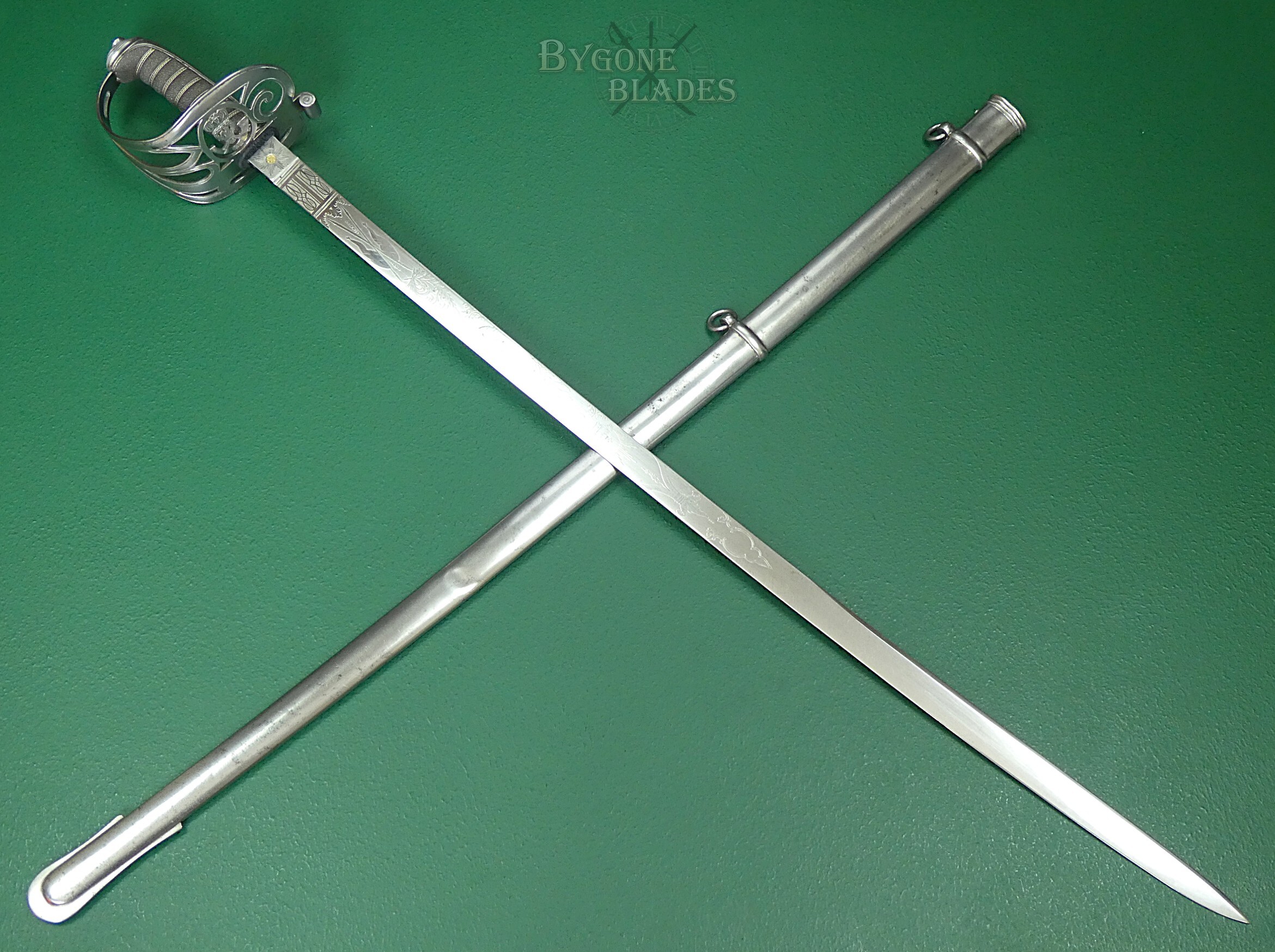 British Rifle Officers Sword. Hawkes &amp; Co. Scarce Unfullered Blade Variant. #2608002 #1