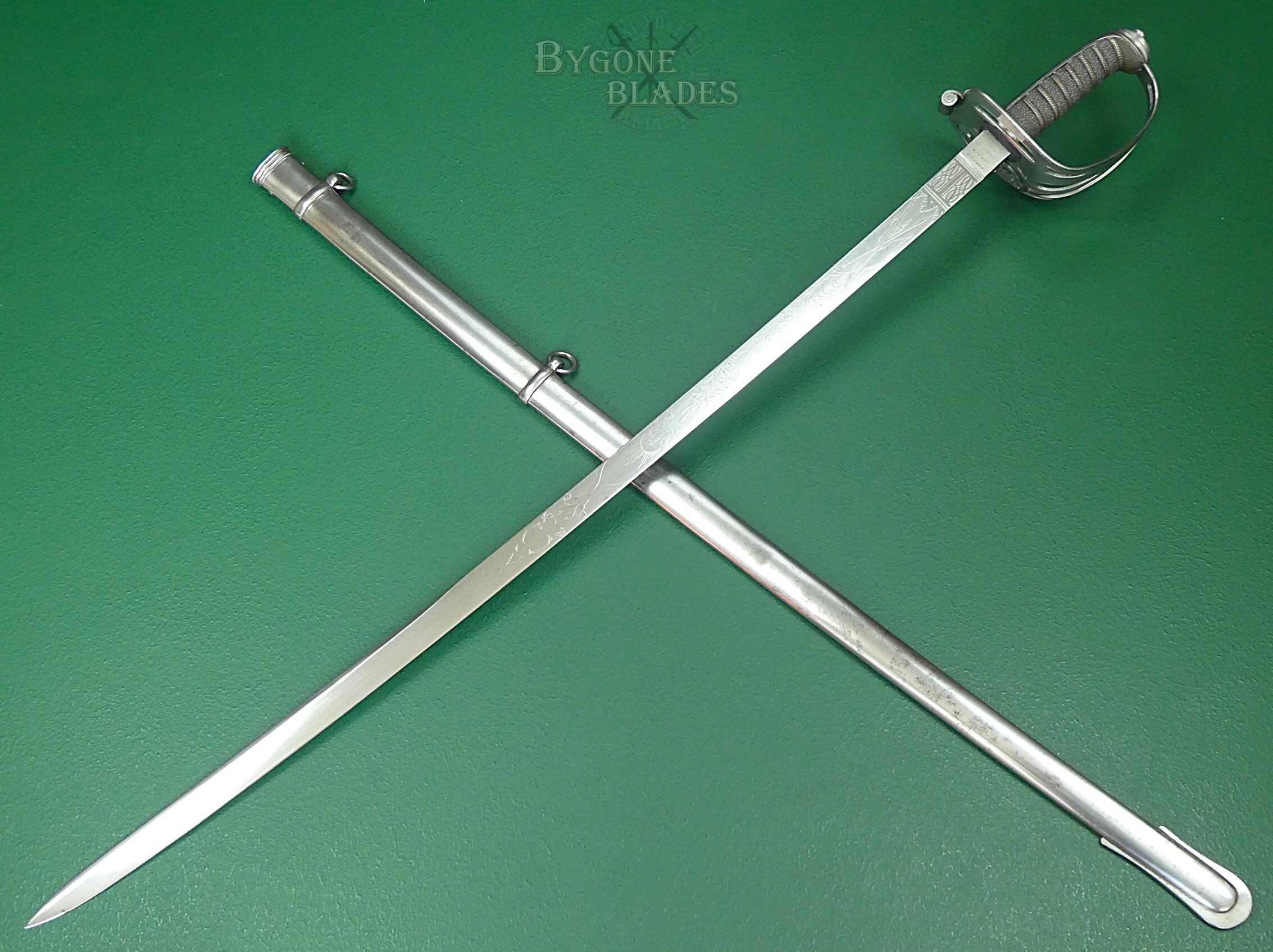 British Rifle Officers Sword. Hawkes &amp; Co. Scarce Unfullered Blade Variant. #2608002 #2