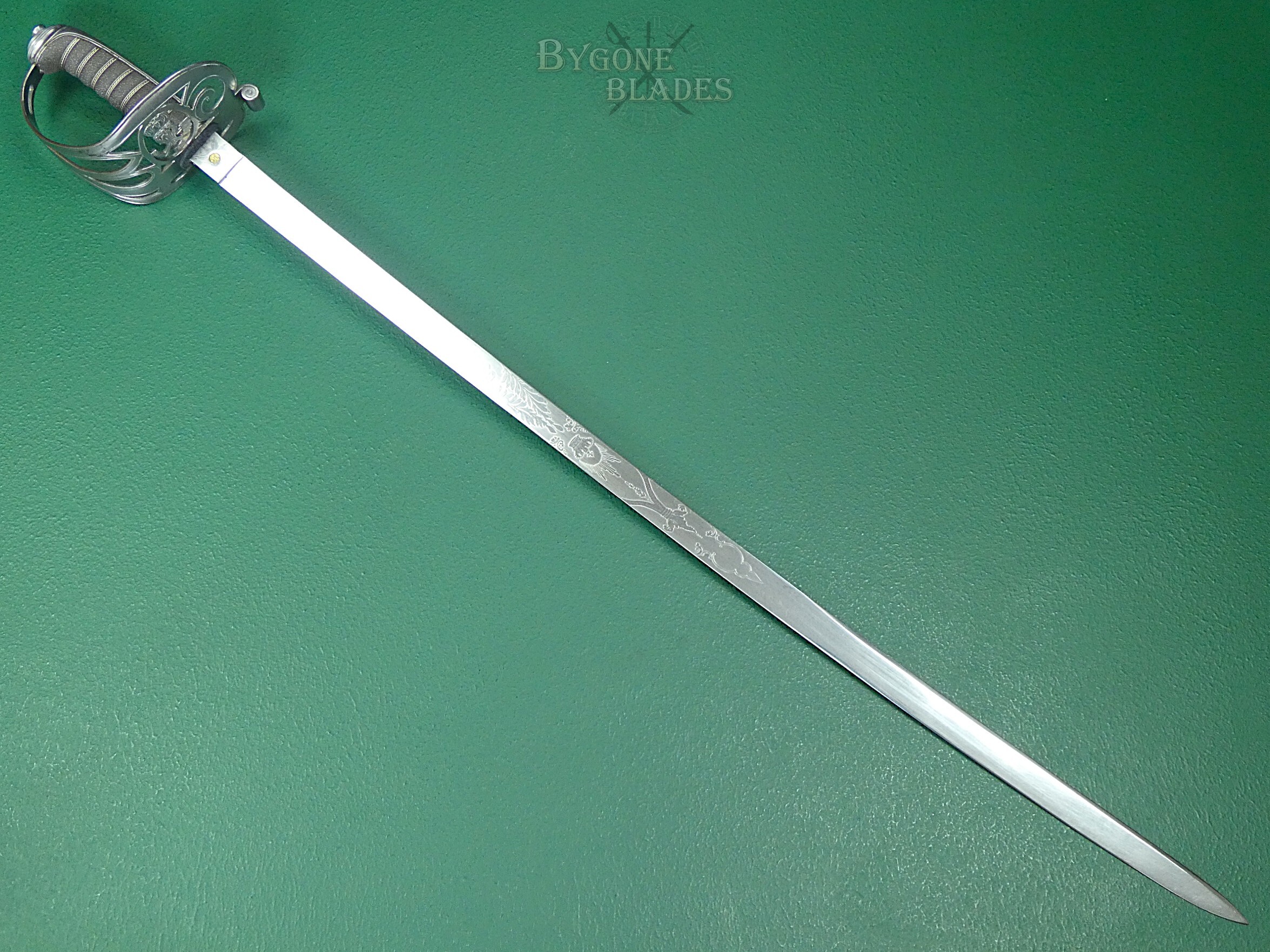 British Rifle Officers Sword. Hawkes &amp; Co. Scarce Unfullered Blade Variant. #2608002 #5