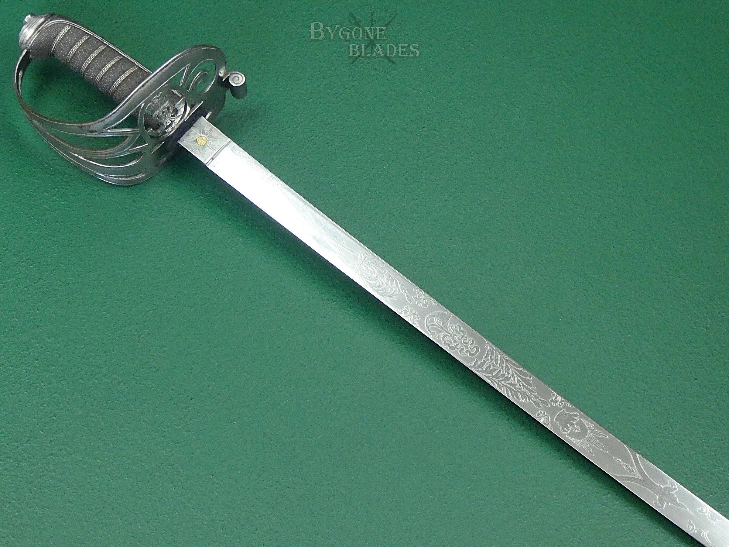 British Rifle Officers Sword. Hawkes &amp; Co. Scarce Unfullered Blade Variant. #2608002 #7