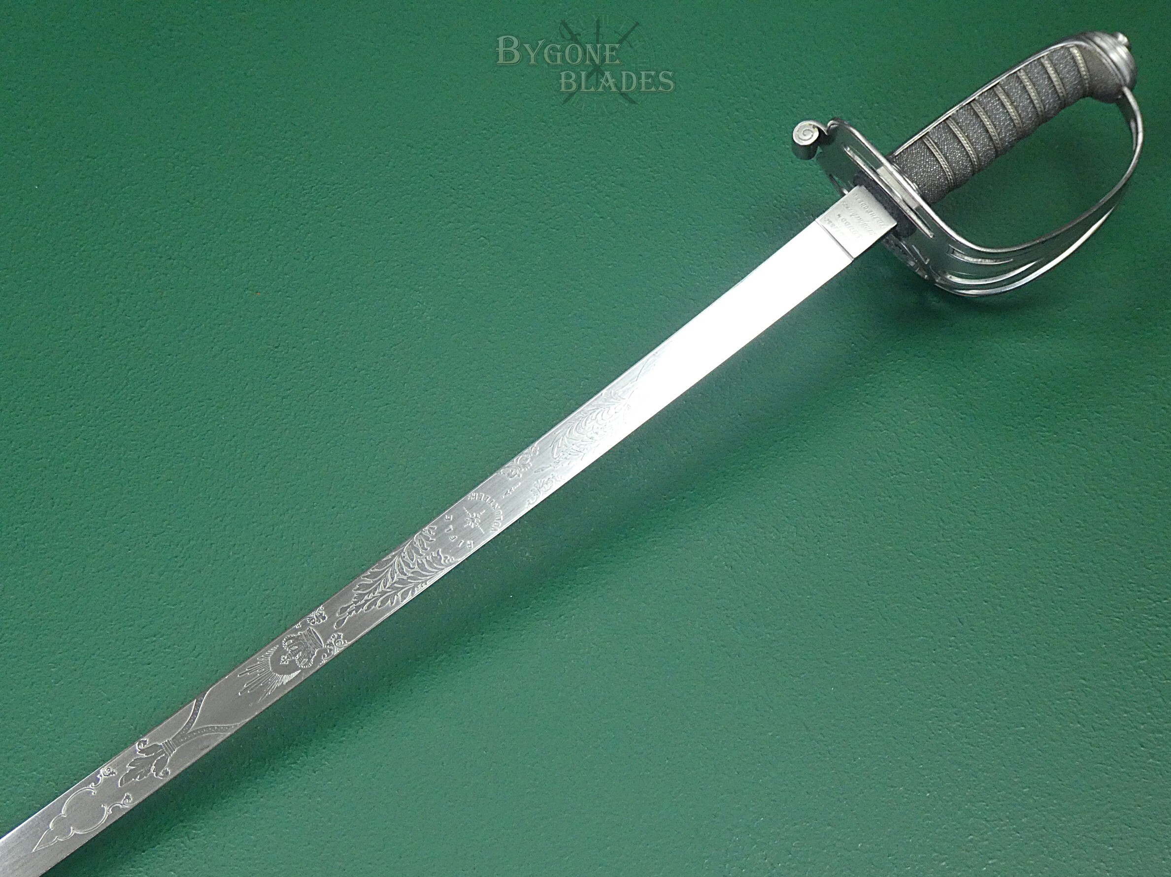 British Rifle Officers Sword. Hawkes &amp; Co. Scarce Unfullered Blade Variant. #2608002 #8