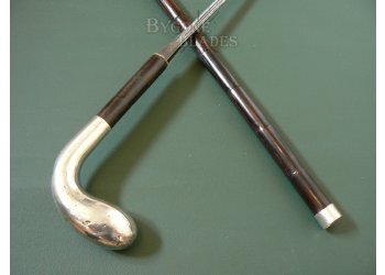 British Silver Handle Sword Cane Hallmarked London 1860 #4