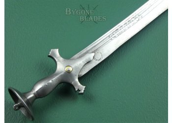 Indian Large 19th Century Tulwar. Broad Bladed Sword. Maker&#039;s Mark #5