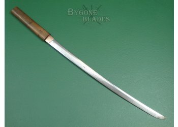 Japanese Long Wakizashi. Gunome Midare Hamon. Signed Tang. Unusual Shira Saya. #2201003 #5