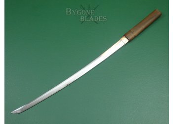 Japanese Long Wakizashi. Gunome Midare Hamon. Signed Tang. Unusual Shira Saya. #2201003 #6