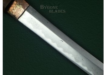 Japanese Long Wakizashi. Gunome Midare Hamon. Signed Tang. Unusual Shira Saya. #2201003 #9